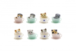 Набор аниме фигурок из 8-и штук "Котята в чашках" (3 см.)