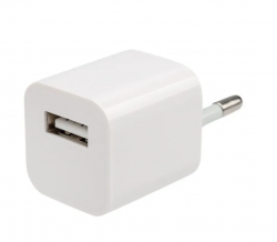 Сетевой USB адаптер 1000mAh (квадрат) без упаковки, белый