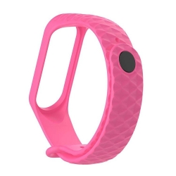 Ремешок силиконовый для Mi Band 3/ 4 рельефный, розовый Ремешок силиконовый для Mi Band 3/ 4 рельефный, розовый