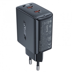 Сетевой адаптер ACEFAST A49 PD35W GAN USB-C + USB-C charger,защита по току и от перегрева, черный