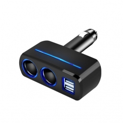 Разветвитель розетки автоприкуривателя OLESSON 1637 (2 гнезда, 2USB, 120W) черный