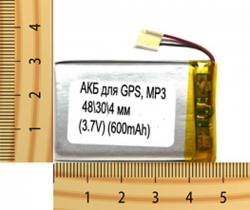 АКБ универсальная на проводах 48/ 30/ 4 мм (3.7V) 600mAh