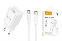 Сетевой адаптер HOCO C146A Charm PD Type-C 20W с кабелем Type-C, белый