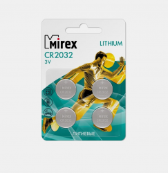 Батарейка Mirex CR2032 (3V, литиевая) упаковка 4шт