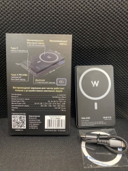 Внешний аккумулятор Power Bank WALKER WB-920 Premium 10000mAh MagSafe 20W, PD+Qi, металл корп, cерый