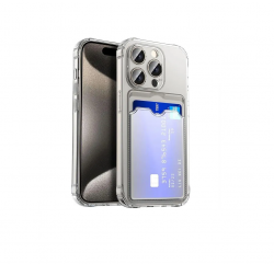 Чехол силиконовый с визитницей iPhone 15 Pro, прозрачный