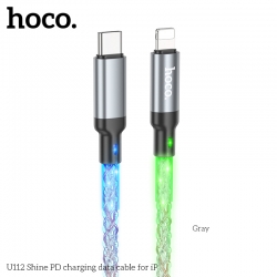 USB-C кабель HOCO U112 PD 20W Type-C to Lightning (100см), серый USB-C кабель HOCO U112 PD 20W Type-C to Lightning (100см), серый