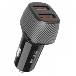 Автомобильный адаптер WALKER WCR-33 36W, USB*2 QC3.0, черный Автомобильный адаптер WALKER WCR-33 36W, USB*2 QC3.0, черный