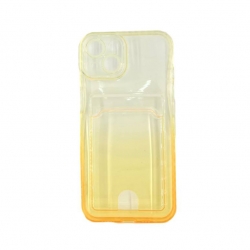 Чехол силиконовый с визитницей iPhone 13, желтый (01)