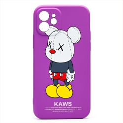 Чехол LUXO Creative iPhone 12, (рисунок 086, Kaws) фиолетовый