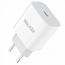 Сетевой адаптер WALKER WH-39, 3A, 20W, USB-C, PD, белый Сетевой адаптер WALKER WH-39, 3A, 20W, USB-C, PD, белый