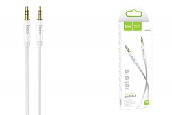 Кабель AUX джек 3,5 выход/3,5 выход HOCO UPA19 (100 см), нейлон, серебристый)