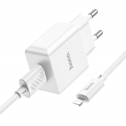 Сетевой адаптер HOCO C106A Leisure 2,1A/10W с кабелем Lightning, белый