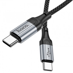 USB-C кабель HOCO X102 Type-C to Type-C (3A, PD 60W, 100см), нейлон, черный