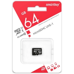 Карта памяти MicroSDXC Smartbuy 64 GB класс 10 (UHS-I, U1, class 10)