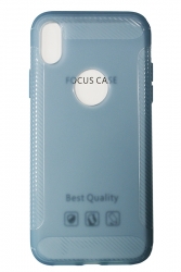 Чехол силиконовый плотный прозрачный iPhone XR, синий