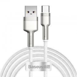 USB кабель Type-C BASEUS Cafule Series Metal 2 м (6A, 66W), белый USB кабель Type-C BASEUS Cafule Series Metal 2 м (6A, 66W), белый