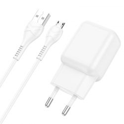Сетевой адаптер HOCO C96A (2.1A) single port charger set с кабелем Micro, белый Сетевой адаптер HOCO C96A (2.1A) single port charger set с кабелем Micro, белый