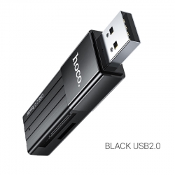 Card-Reader HOCO HB20 Mindful 2-в-1 USB2.0, USB - TF/SD, черный Card-Reader HOCO HB20 Mindful 2-в-1 USB2.0, USB - TF/SD, черный