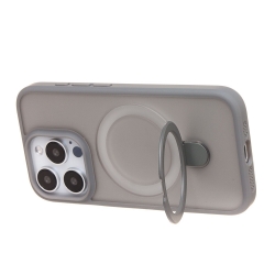 Чехол силиконовый MagSafe iPhone 15 Pro, с кольцом подставкой, серый Чехол силиконовый MagSafe iPhone 15 Pro, с кольцом подставкой, серый