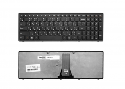 Клавиатура для ноутбука Lenovo Z710 черная с серебристой рамкой + подсветка Клавиатура для ноутбука Lenovo Z710 черная с серебристой рамкой + подсветка