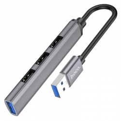 HUB-USB HOCO HB26 4 d 1 (USB to USB3.0+ USB2.0 3*) серый