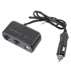 Разветвитель розетки автоприкуривателя OLESSON 1638 (2 гнезда, 2USB) на проводе, черный Разветвитель розетки автоприкуривателя OLESSON 1638 (2 гнезда, 2USB) на проводе, черный