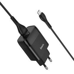 Сетевой адаптер HOCO C72Q USB (2.4A) QC3.0 / 18W с кабелем Micro, черный Сетевой адаптер HOCO C72Q USB (2.4A) QC3.0 / 18W с кабелем Micro, черный
