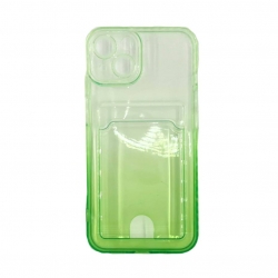 Чехол силиконовый с визитницей iPhone 13, темно-зеленый (01)