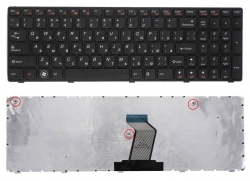 Клавиатура для ноутбука Lenovo Z560 чёрная крепления под шлейфом 003123 Клавиатура для ноутбука Lenovo Z560 чёрная крепления под шлейфом 003123