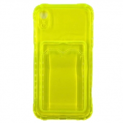 Чехол силиконовый с кармашком iPhone XR прозрачный салатовый