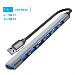 HUB USB- A 3.0 7 in 1 (7 ports USB) серый