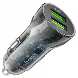 Автомобильный адаптер HOCO Z47 (2USB)Transparent Discovery Edition QC3.0, черный Автомобильный адаптер HOCO Z47 (2USB)Transparent Discovery Edition QC3.0, черный