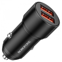 Автомобильный адаптер BOROFONE BZ19 2USB 2400mAh Wisdom, черный