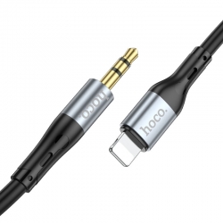 Кабель AUX джек 3,5 вход - Lightning HOCO UPA22 Silicone (100см), черный Кабель AUX джек 3,5 вход - Lightning HOCO UPA22 Silicone (100см), черный