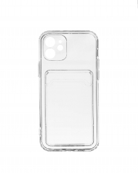 Чехол силиконовый с визитницей iPhone 12, прозрачный