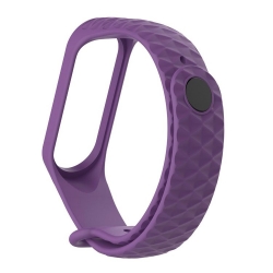 Ремешок силиконовый для Mi Band 3/ 4 рельефный, фиолетовый Ремешок силиконовый для Mi Band 3/ 4 рельефный, фиолетовый