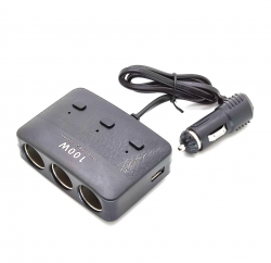 Разветвитель розетки автоприкуривателя OLESSON 1636 (3 гнезда, 2USB, 100W) на проводе, черный Разветвитель розетки автоприкуривателя OLESSON 1636 (3 гнезда, 2USB, 100W) на проводе, черный