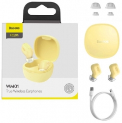Беспроводные наушники BASEUS Encok True Wireless Earphones WM01 Bluetooth (60 mAh), желтые