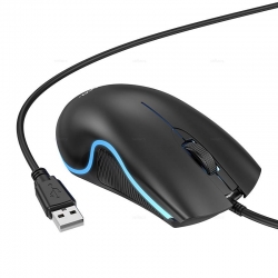 Мышь компьютерная проводная HOCO GM19 Enjoy gaming luminous wired mouse, черная