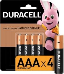 Батарейка Duracell LR03/4BL MN2400 AAA/мизинчиковая (1,5V, алкалиновая) упаковка 4 шт