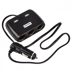 Разветвитель розетки автоприкуривателя WALKER WSC-25 (100BT, 3 гнезда, 2 USB 2.4A), черный Разветвитель розетки автоприкуривателя WALKER WSC-25 (100BT, 3 гнезда, 2 USB 2.4A), черный