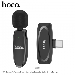 Микрофон петличный беспроводной HOCO L15 (TYPE-C), черный Микрофон петличный беспроводной HOCO L15 (TYPE-C), черный