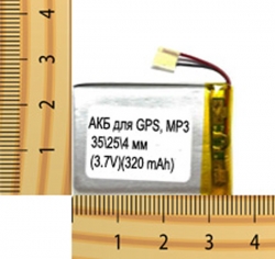 АКБ универсальная на проводах 35/ 25/ 4 мм (3.7V, 500 mAh)