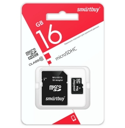 Карта памяти MicroSDHC Smartbuy 16 GB класс 10 (UHS-I, U1, class 10) с адаптером