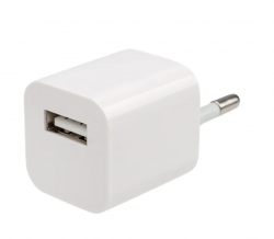 Сетевой USB адаптер 1000mAh (квадрат) без упаковки, белый Сетевой USB адаптер 1000mAh (квадрат) без упаковки, белый