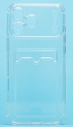 Чехол силиконовый с визитницей для iPhone 17 Pro, прозрачный