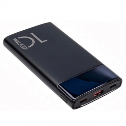 Внешний аккумулятор Power Bank 10000 mAh WALKER WB-615, 22,5W c 3 встроенными кабелями, черный