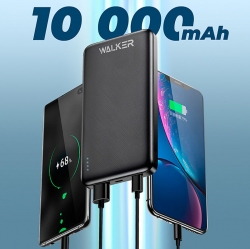 Внешний аккумулятор  10000 mAh Power Bank WALKER WB-410, Li-Pol, 2.4A, черный