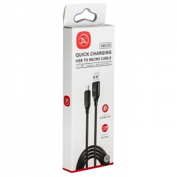 USB кабель micro USB XO NB-235, 2,4А, нейлон, 1,0 м, черный.